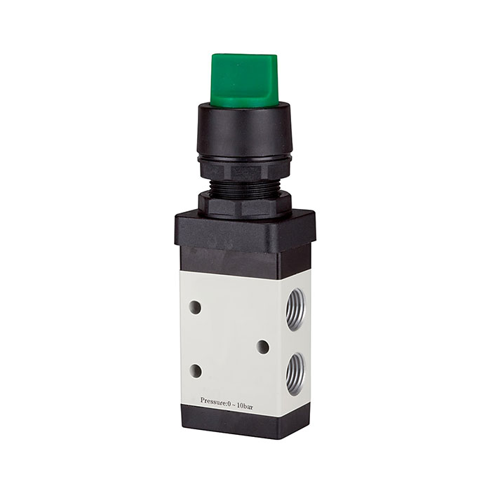 [116020] RIEGLER 3/2-way valve, manual »M3« Rotating handle, NC, monostable, G 1/8