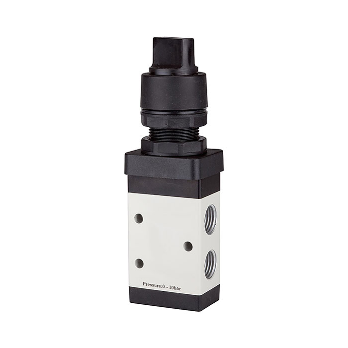 RIEGLER 3/2-way valve, manual »M3« Rotating handle, NC, monostable, G 1/4