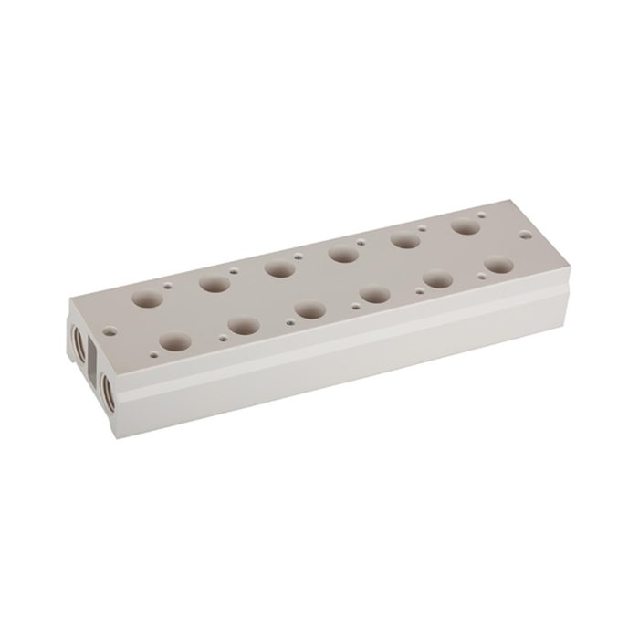[116238] RIEGLER Mehrfach-Grundplatte für 3/2-Wegeventile, 8 Positionen, M5, G 1/8