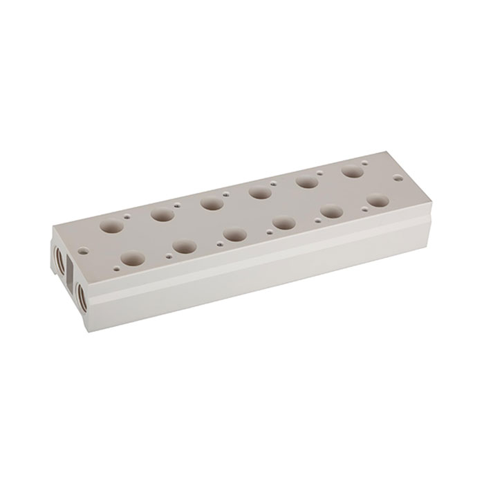 RIEGLER Multi-base plate for 3/2-way valves, 8 positions, G 1/4, G 3/8