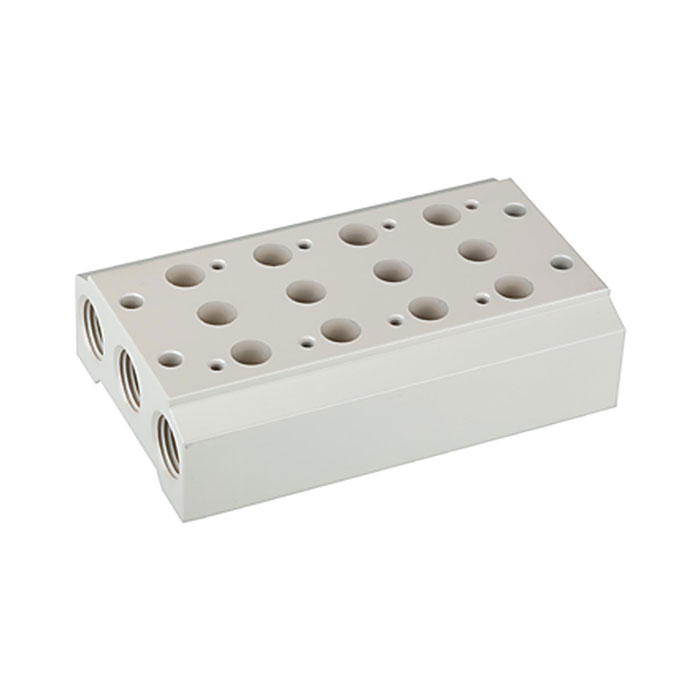 RIEGLER Multi-base plate for 5/2-5/3-way valves, 3 valve positions, G 1/2