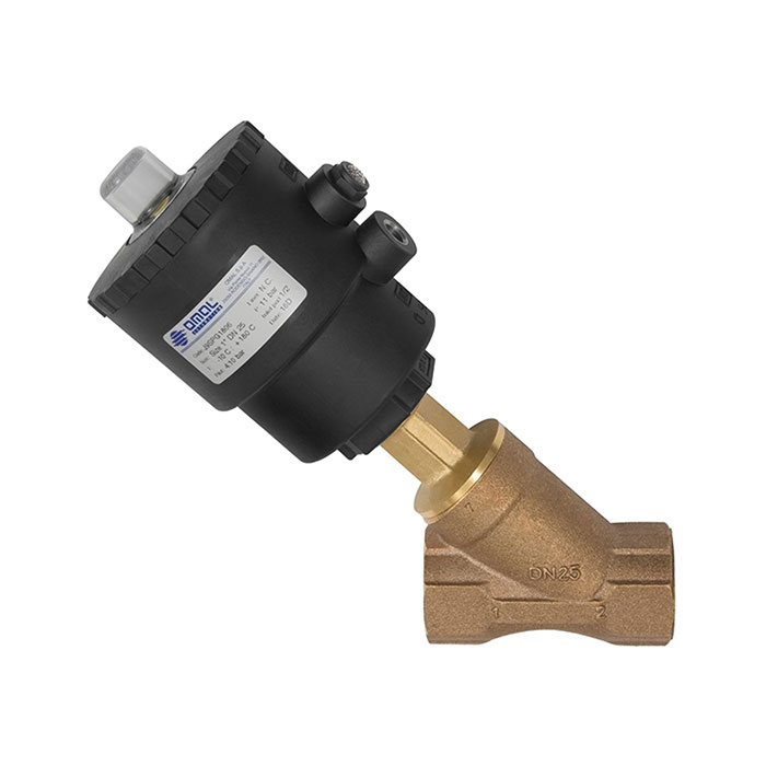 RIEGLER Angle seat valve, Piston drive, NC, Bronze, G 1/2