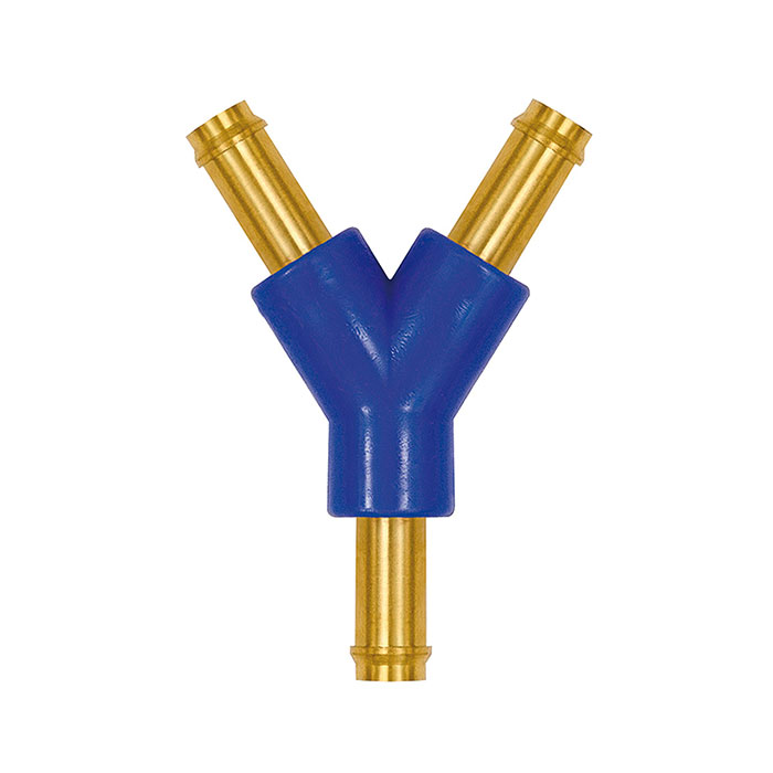 RIEGLER Y hose connection supports, for hose I.D. 6 mm, brass and POM