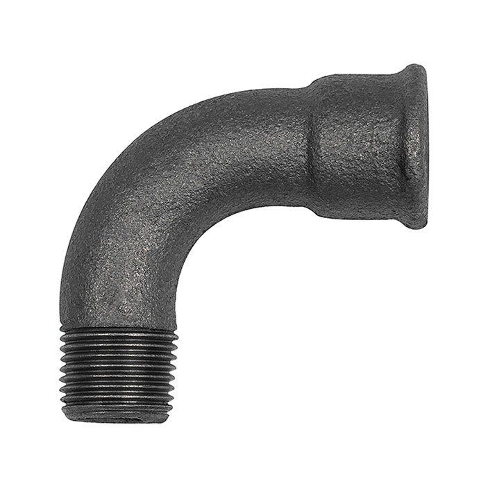 RIEGLER Bogen 1, 90°, lang, Rp 1 1/2 i., R 1 1/2 a., Temperguss schwarz