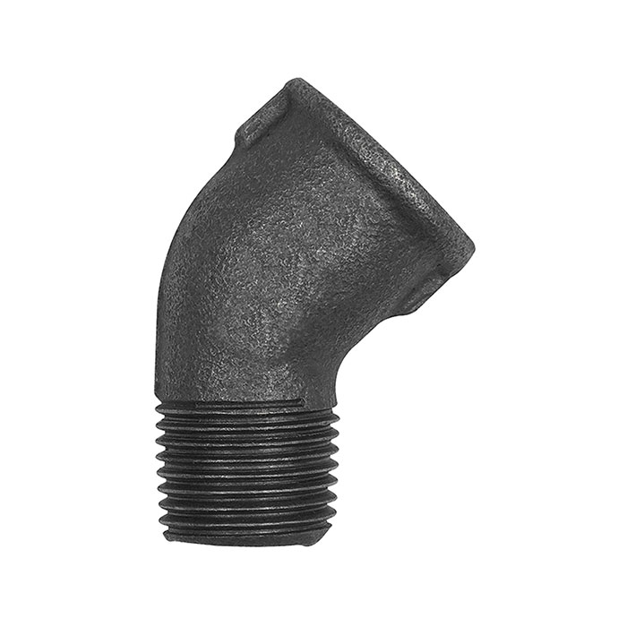 [133664] RIEGLER Bracket 121, 45° Rp 1/2 IT, R 1/2 ET black malleable iron fitting