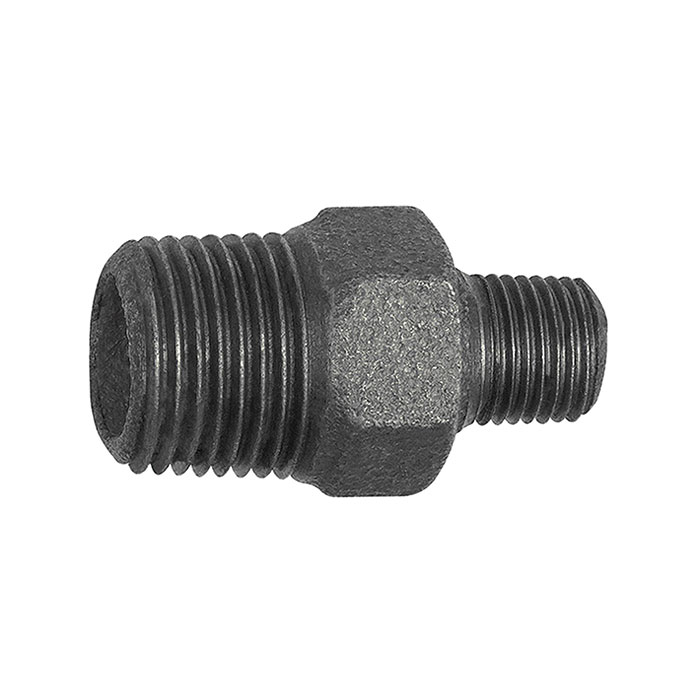 RIEGLER Doppelgew.nippel 245 red., R 1/2 a., R 3/8 a., Temperguss schwarz