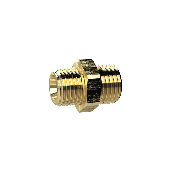 RIEGLER Doppelgewindenippel, G 1/2 a., M24x1,5 a., SW 28, Messing