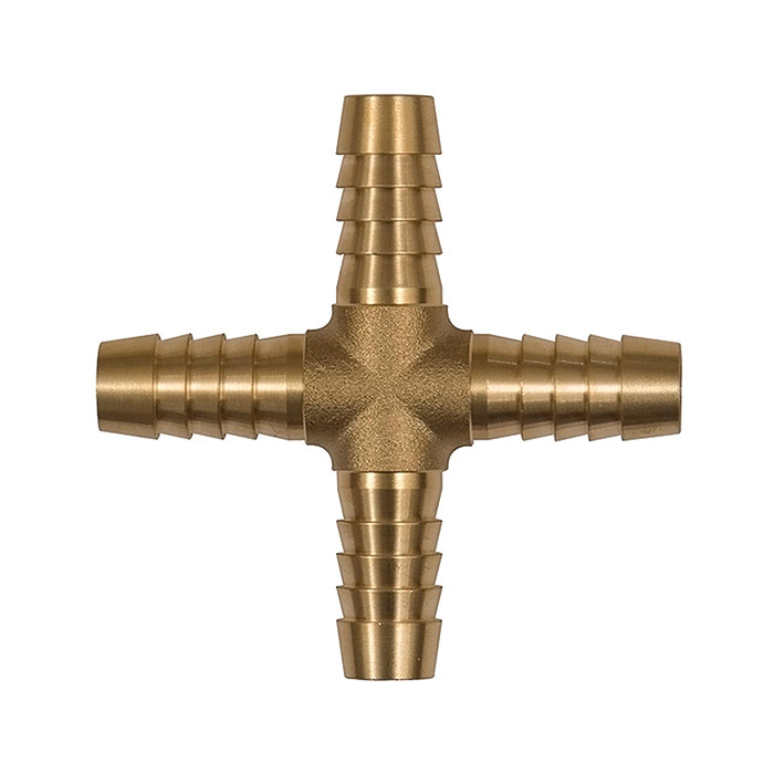 RIEGLER Cross push-on connectors, for hose I.D. 9 mm, brass