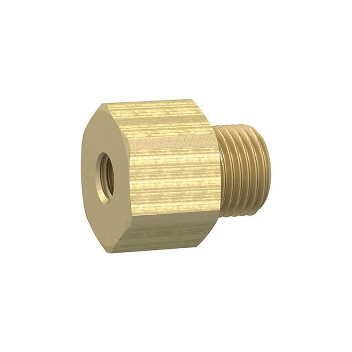 RIEGLER Reducing nipple long, G 1/8 o., M5 i., AF 14, Brass