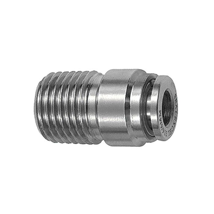 RIEGLER Gerade Steckverschr., rund, R 3/8 a., Schlauch Ø 8, ES 1.4404