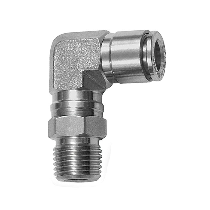 RIEGLER Push-in L-fitting, rotating, R 3/8 o., for hose exterior Ø 8 mm