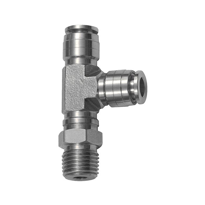Push-in T-fitting | L-shape| rotatable| R 3/8 a.| hose-Ø 14| ES