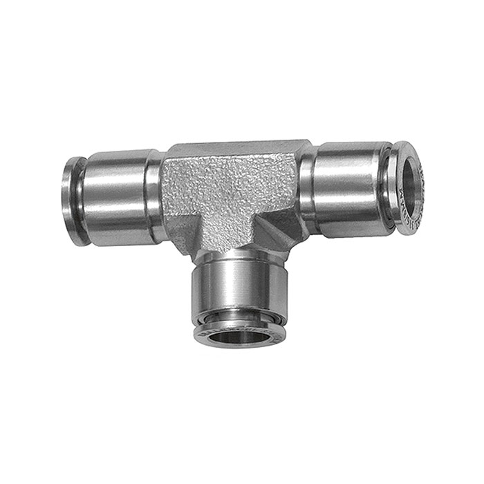 RIEGLER Push-in T-connector, for hose exterior Ø 4, Stainless steel