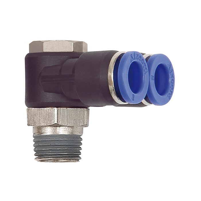 [135657] RIEGLER Y-Winkelsteckverschraubung »Blaue Serie«, drehbar, R 1/4 a. Ø10mm