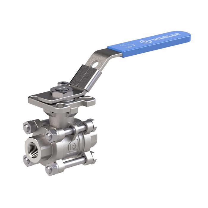 [135913] RIEGLER Edelstahlkugelhahn, 3-teilig, Baulänge nach DIN 3202-M3, G 3/4