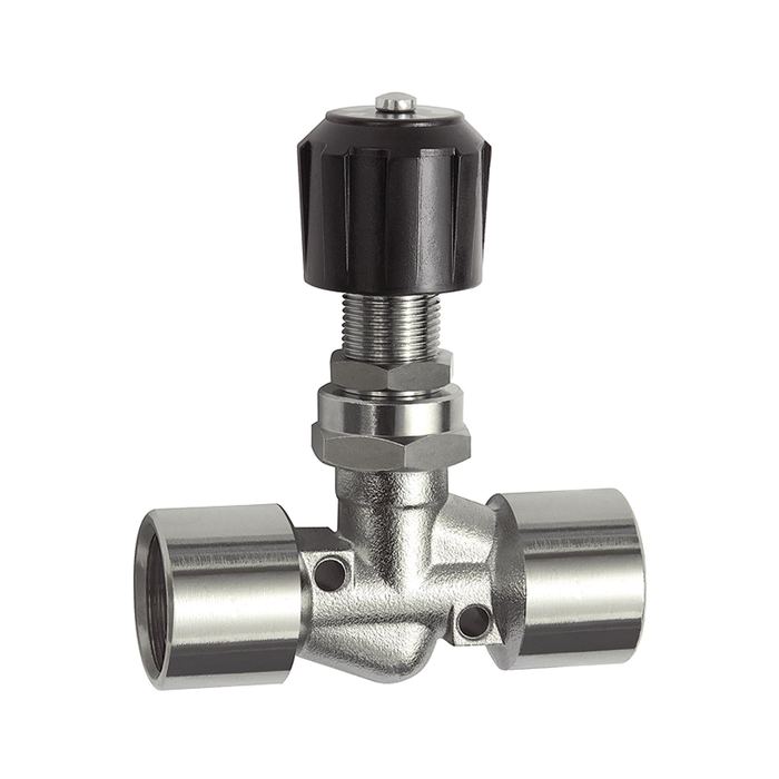 [136232] RIEGLER Needle valve, Nickel-plated brass, panel mounting, IT/IT, Rp 3/8