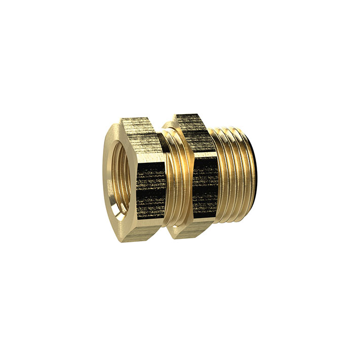 [136277] RIEGLER Bulkhead fitting, M20x1.5 o., G 1/4 i., AF1 22, AF2 27, Brass