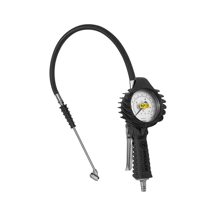 [136786] RIEGLER Standard manual tyre gauge, garage connector, Calibrated 0-12 bar