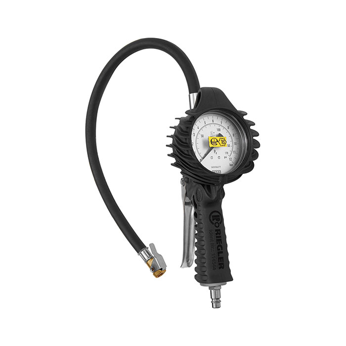 [136799] RIEGLER Standard manual tyre gauge, quick connector, Calibrated, 0-12 bar