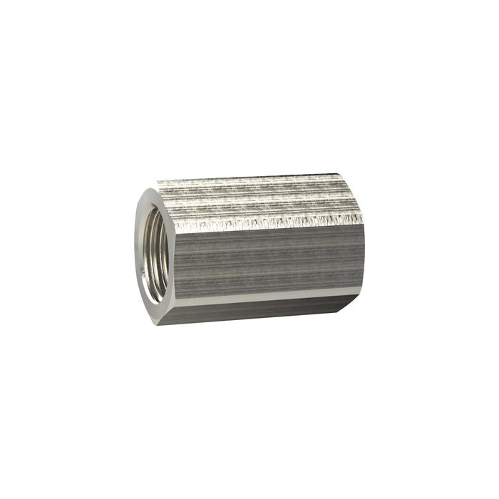 [138460] RIEGLER Bushing with exterior hexagonal, M5, AF 8, nickel-plated brass