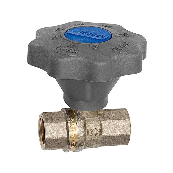 RIEGLER Ball valve fine adjustment, nickel-plated bright brass, Rp 3/8