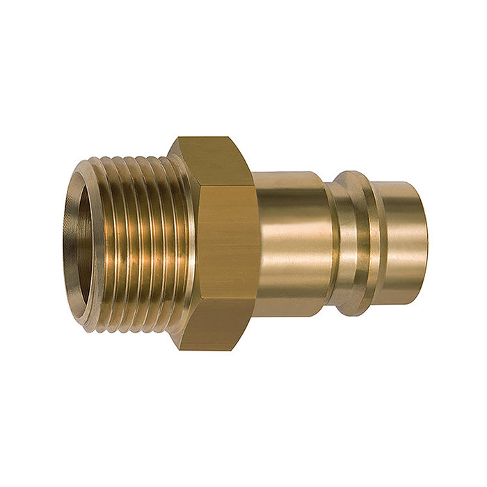 RIEGLER Nipple for couplings I.D. 19, Bright brass, G 1 1/4 ET