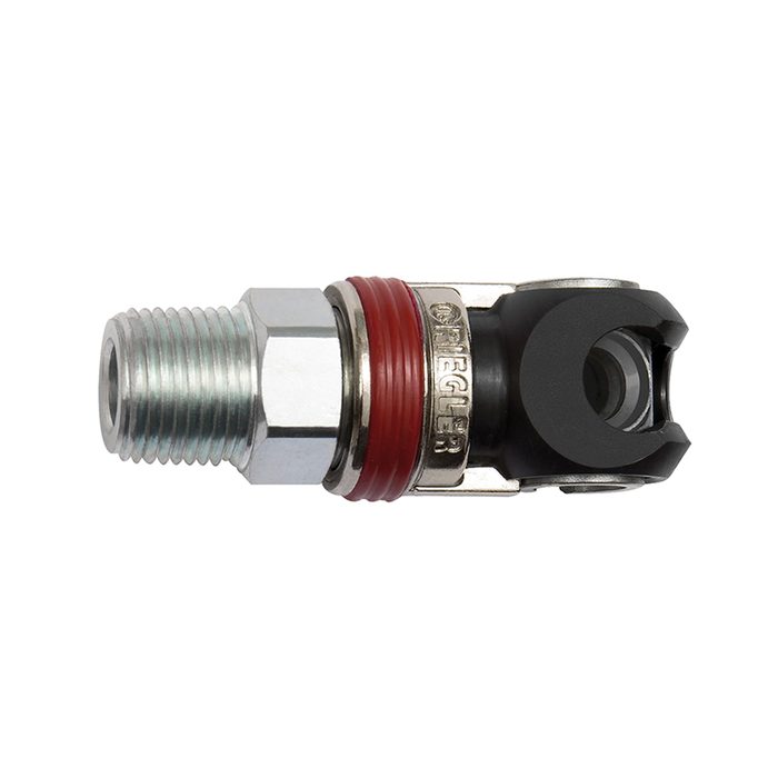 [141633] RIEGLER Schwenk-Sicherheitskupplung NW 6, ISO 6150 C, Stahl, NPT 1/2 AG