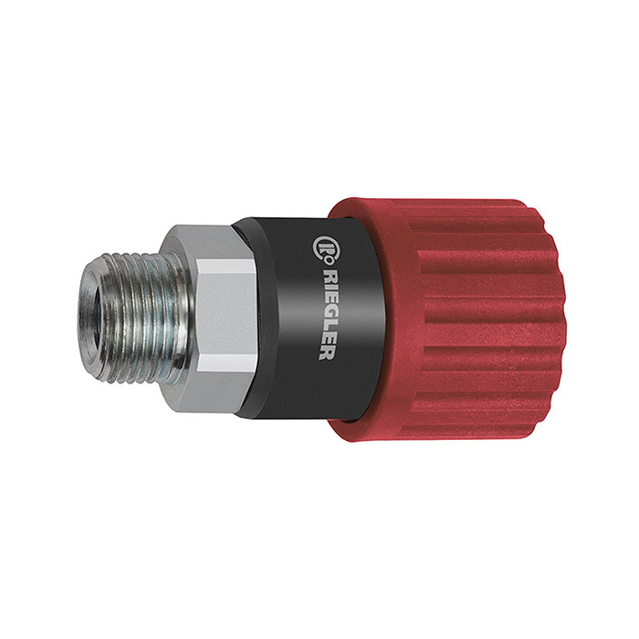 RIEGLER Swivel safety coupling I.D. 6, ISO 6150 C, Steel, G 1/2 ET