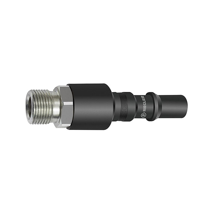 RIEGLER Nipple f. coupl. I.D. 8, check valve, ISO 6150 C, Steel, G 3/8 ET