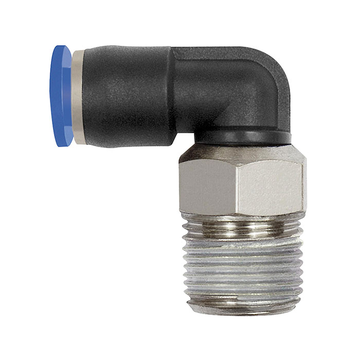 RIEGLER Push-in L-fitting »Blue Series« mini, rotating, R 1/8