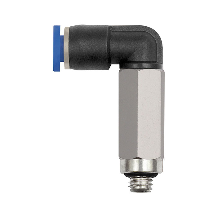 RIEGLER Push-in L-fitting »Blue Series« mini, Long, rotating, G 1/8