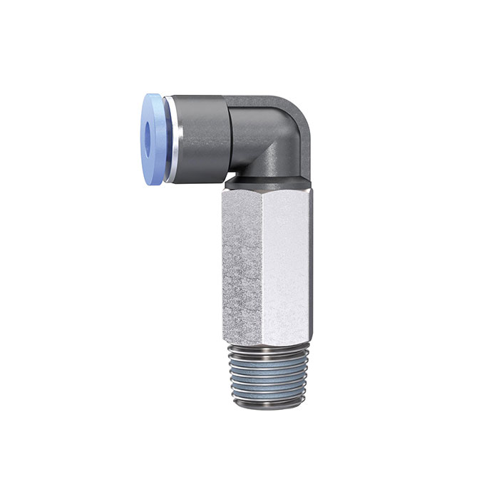 RIEGLER Push-in L-fitting »Blue Series« mini, Long, rotating, R 1/8