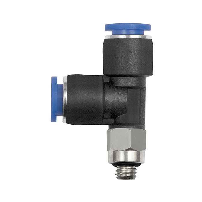 [148852] RIEGLER Push-in T-fitting »Blue Series« mini, L-shape, rotating, M3