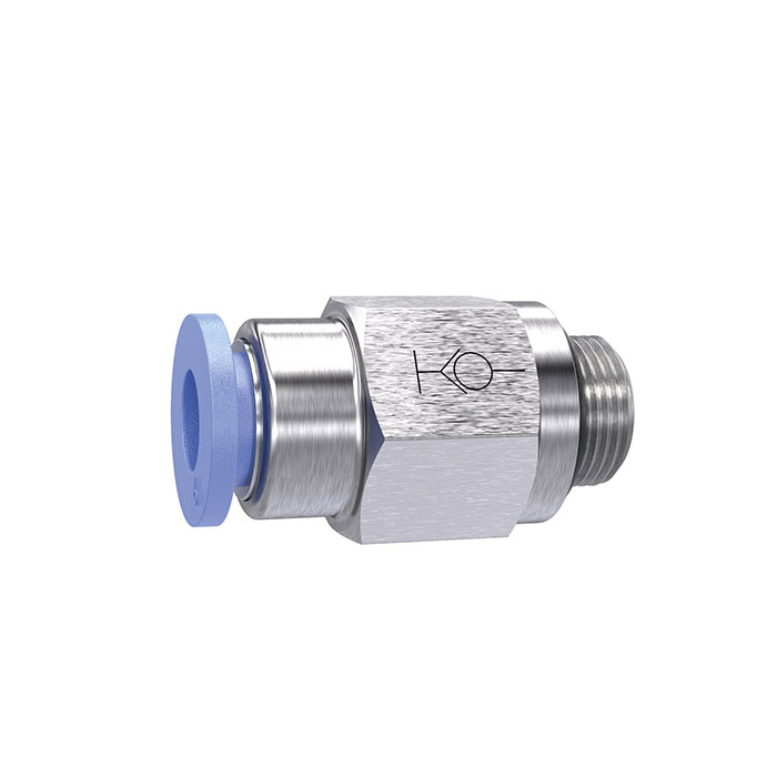 RIEGLER Straight push-in fitting »Blue Series«, Self-locking, G 1/8 o.