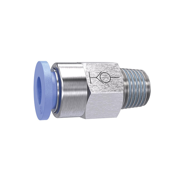 RIEGLER Straight push-in fitting »Blue Series«, Self-locking, R 3/8 o.