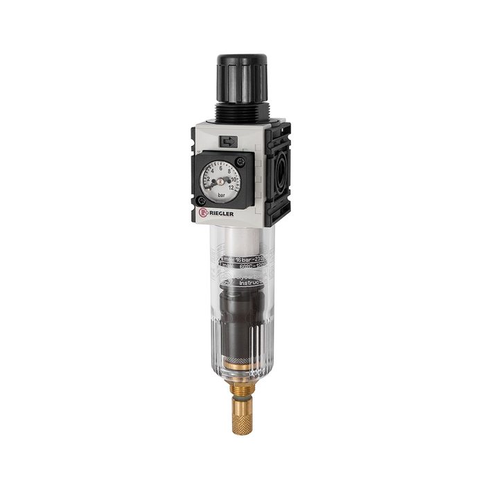 [142424] RIEGLER Filter regulator »FUTURA-mini« PC container, Size 0, G 1/4, 0.5-8