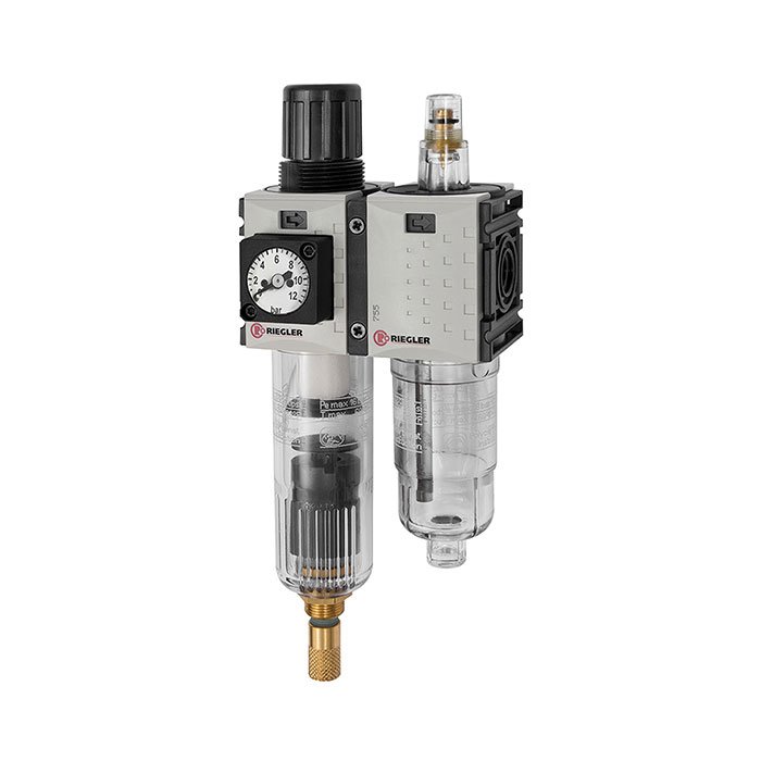 RIEGLER Service unit 2-part »FUTURA-mini« PC container, G 1/4, 0.5-8 bar