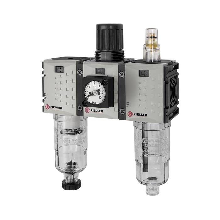 [142490] RIEGLER Service unit 3-part »FUTURA-mini« PC container, G 1/4, 0.1-4 bar