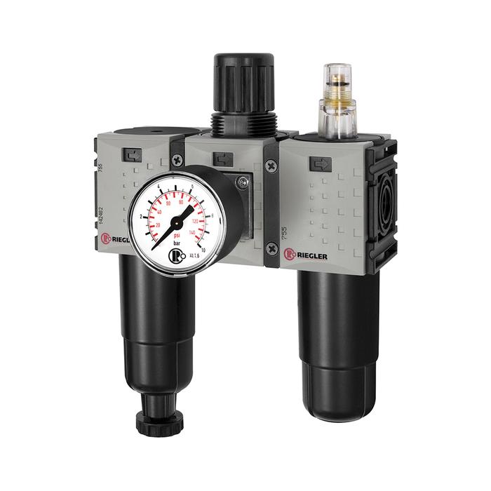 [142499] RIEGLER Service unit 3-part »FUTURA-mini« Metal container, G 1/4, 0.1-4