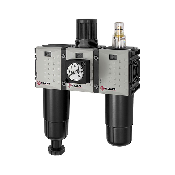 RIEGLER Service unit 3-part »FUTURA-mini« Metal container, G 1/4, 0.5-8