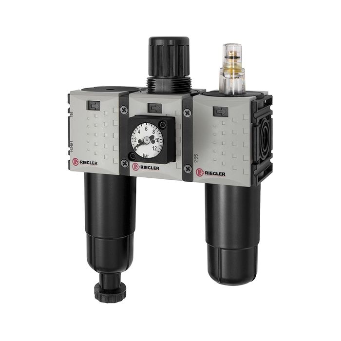 [142503] RIEGLER Service unit 3-part »FUTURA-mini« Metal container, G 1/4, 0.5-8