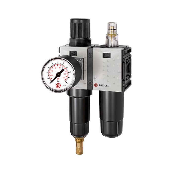 [142505] RIEGLER Service unit 2-part »FUTURA-mini« Metal container, G 1/4, 0.1-4