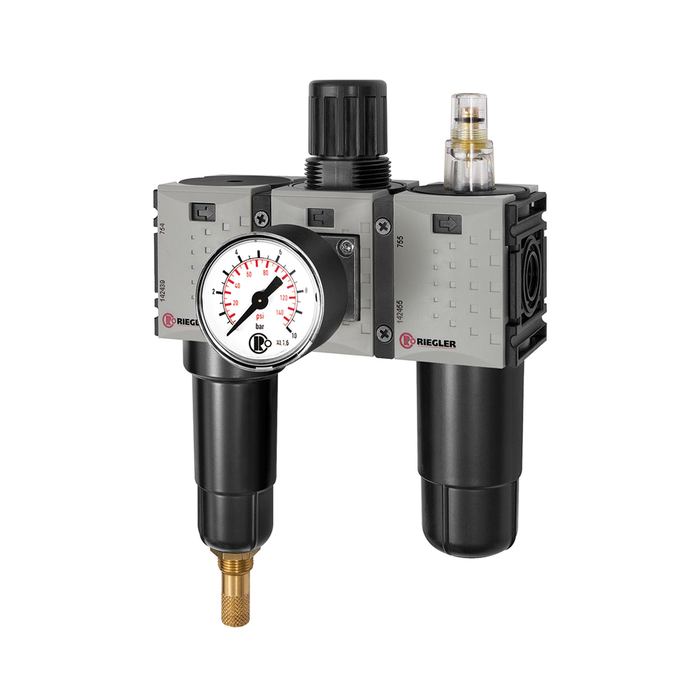 [142511] RIEGLER Service unit 3-part »FUTURA-mini« Metal container, G 1/4, 0.1-4