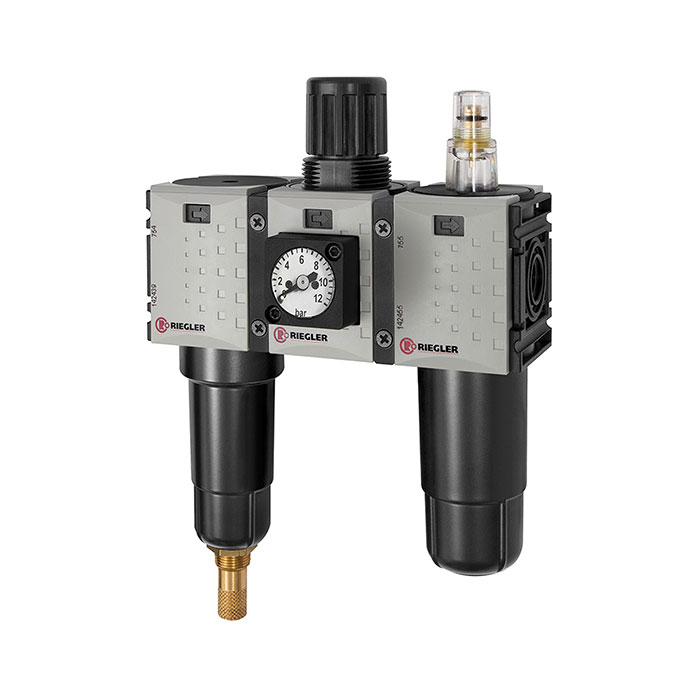 [142516] RIEGLER Service unit 3-part »FUTURA-mini« Metal container, G 1/4, 0.5-10