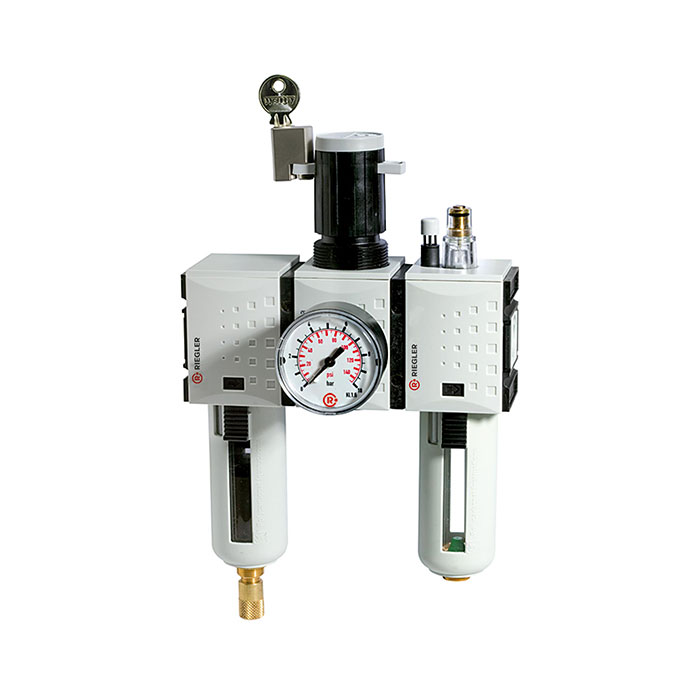 RIEGLER Service unit 3-part »FUTURA«, PC, Size 1, G 1/4, 0.2-4, Fully a.
