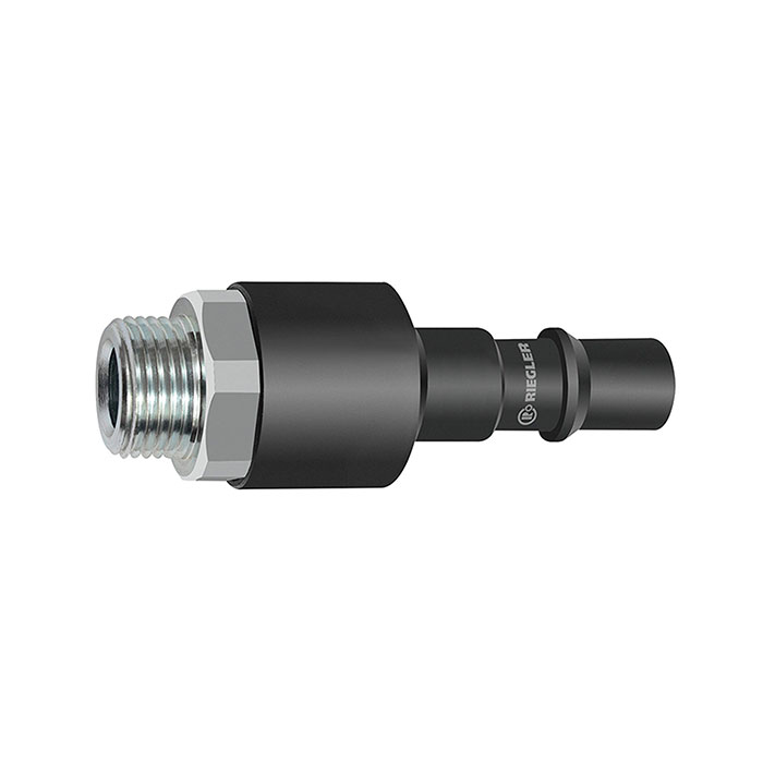 RIEGLER Nipple f. coupl. I.D.11, check valve, ISO 6150 C, Steel, G 1/2 ET