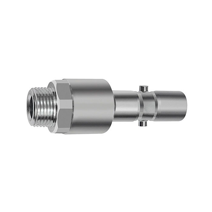 RIEGLER Nipple f. couplings I.D.11, check valve, 2-stage, Steel, G 1/2 ET