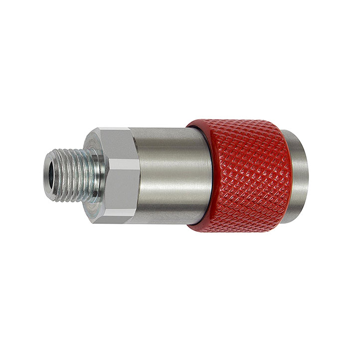 [141849] RIEGLER Captive swivel safety coupling I.D. 6, ISO 6150 C, G 1/4 ET, red