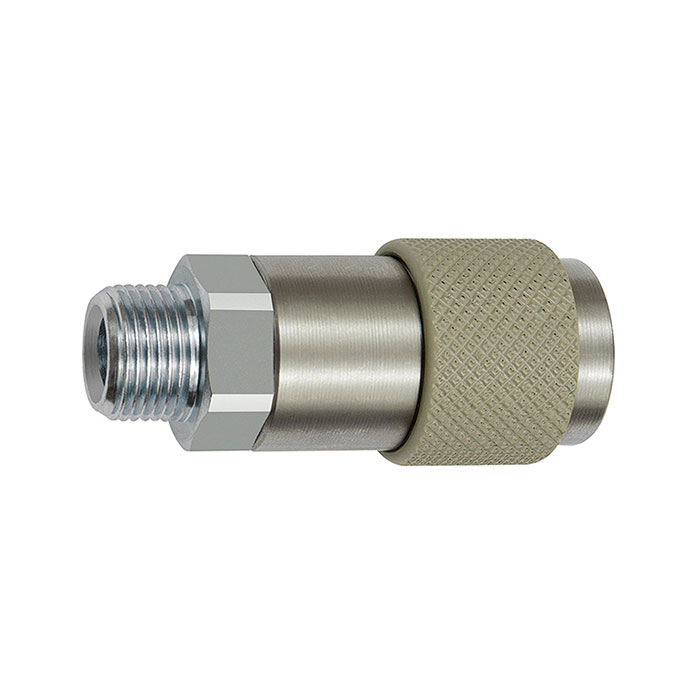 RIEGLER Captive swivel safety coupling I.D. 6, ISO 6150 C, G 1/4 ET, gray