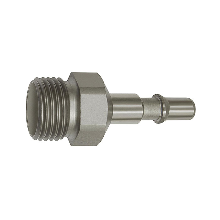 RIEGLER Nipple f. couplings I.D. 6, ISO 6150 C, Stainless steel, G 1/4 ET